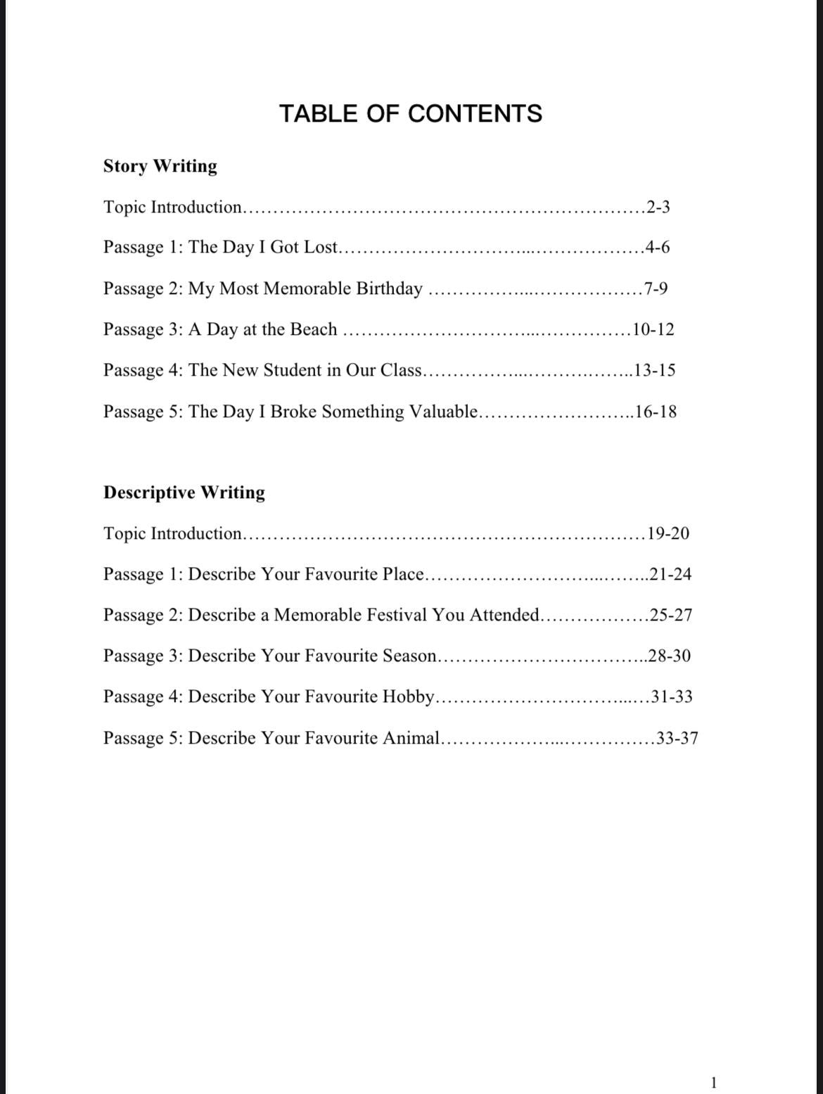 Story & Descriptive Writing 系列寫作筆記