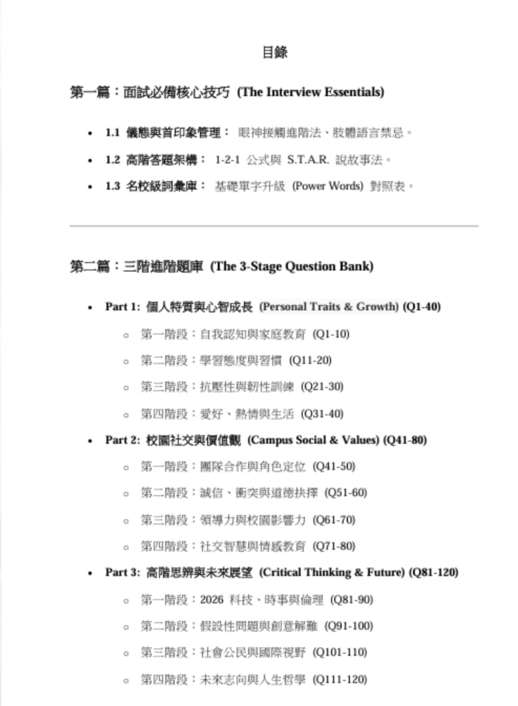 小學名校升中面試套裝